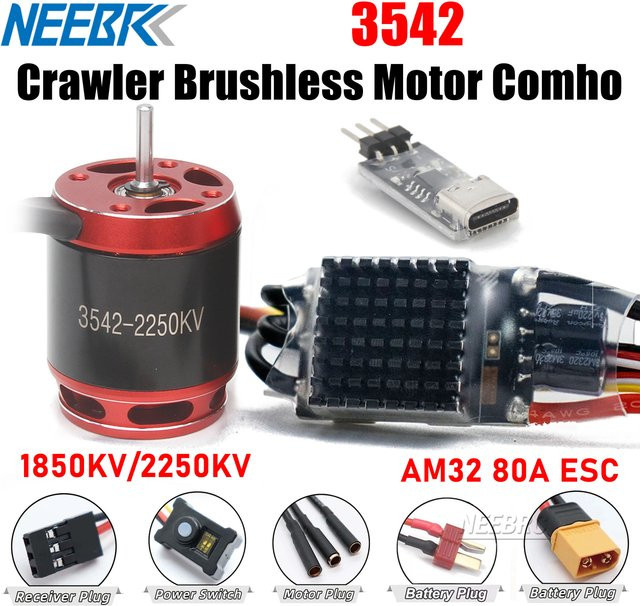 NeebRC RC Auto Bürstenlosen Combo 3542 1850/2250KV Außenläufer Motor AM32 80A ESC BEC - Bild 1