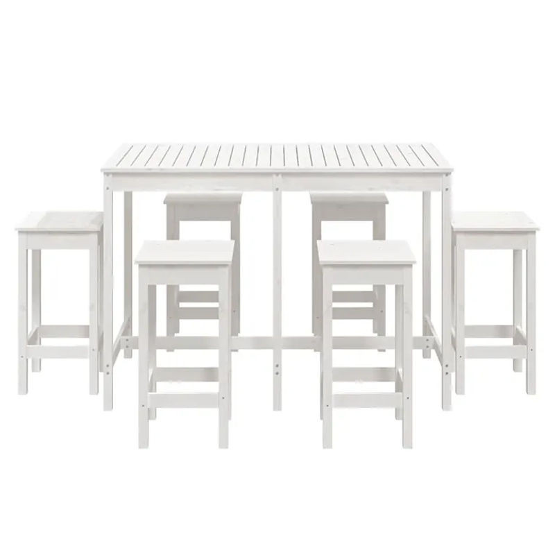 Vidaxl Garten-Bar-Möbelgarnitur aus Kiefernholz in Weiß, 7-teiliges Set im skandinavischen Design - Bild 1