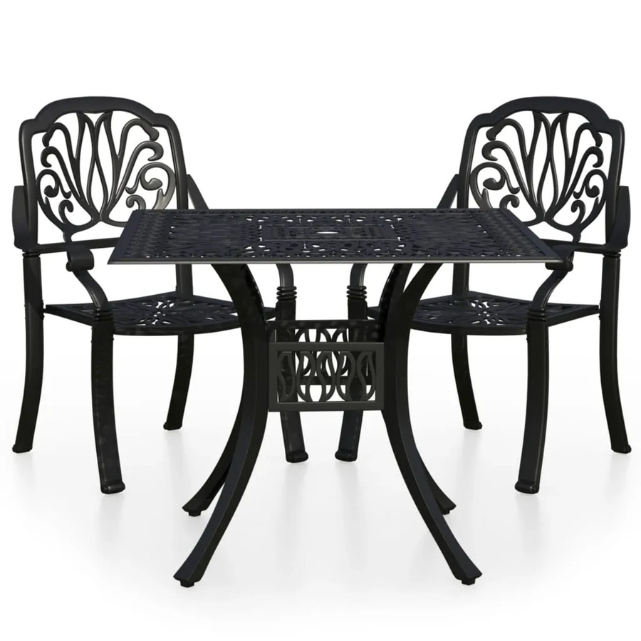 vidaXL 3-tlg Bistro-Set aus Aluminiumguss in Schwarz matt, Modell 4 - Bild 2