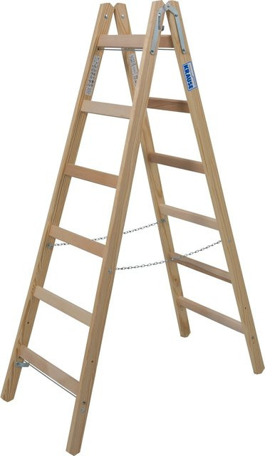 Krause Holz-Doppelleiter mit 2 x 6 Sprossen in Braun - Bild 1