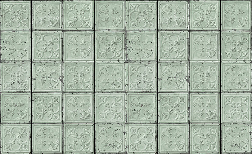 NLXL Tapete Brooklyn Tins 05 in Weiß und Grün mit geometrischem Abstract-Design im Vintage-Stil aus Vlies - Bild 1