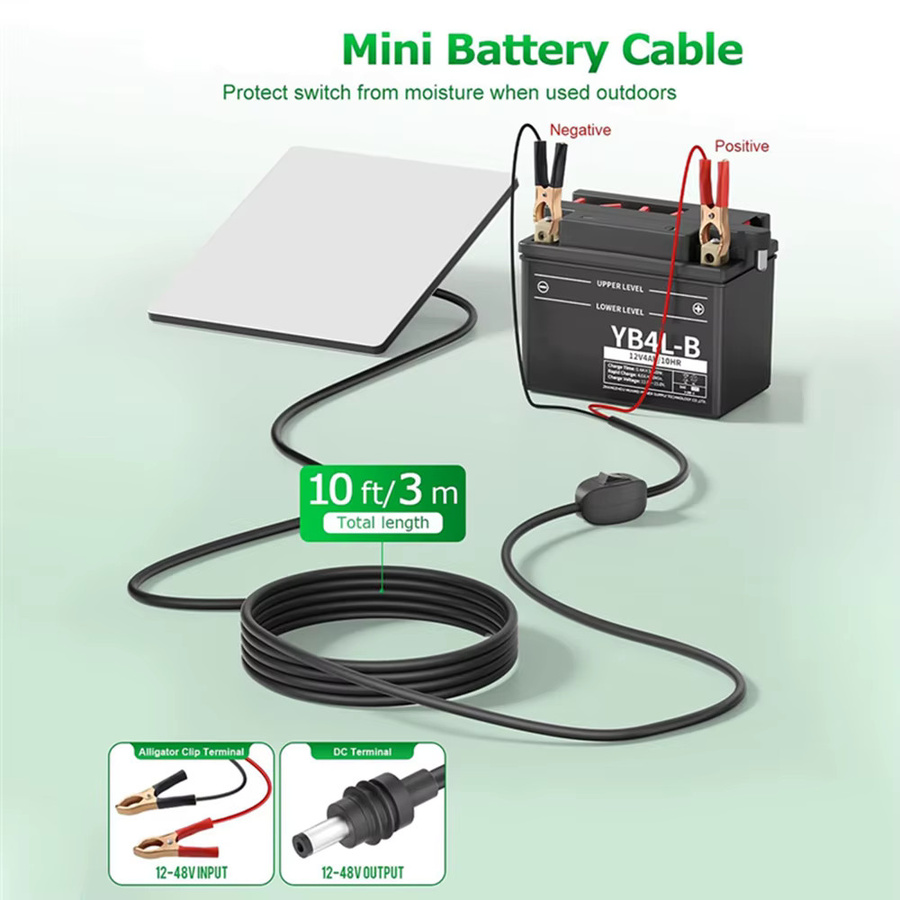 SZKOSTON DC-Stromkabel Verlängerungskabel für Starlink Mini mit Krokodilklemmen und Barrel-Plug, 16AWG, Schwarz - Bild 2