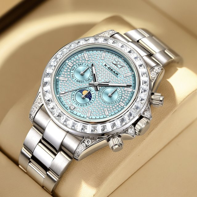 X-GEAR Armbanduhr Automatik, Edelstahl, Diamant, Blau, Herren - Bild 1