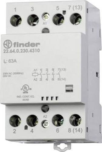 Finder Schütz 22.64.0.230.4710 mit 3 Schließern und 1 Öffner, 230 V/DC, 230 V/AC, 63A, Farbe: Weiß - Bild 1