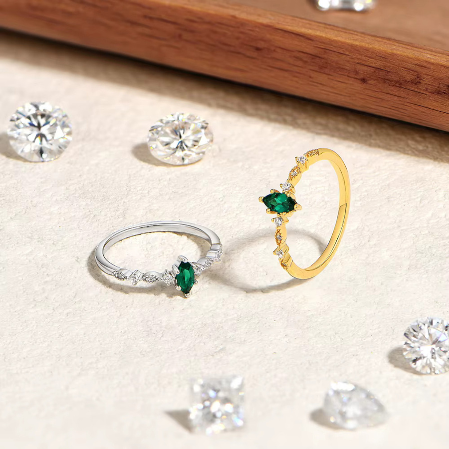 ATTAGEMS Zirkonring 925 Silber, Smaragd, Damen - Bild 2