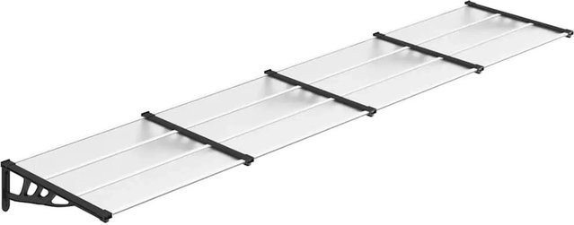 vidaXL Türvordach aus Polycarbonat in Schwarz und Transparent, Wandmontage, B: 396 cm, H: 90 cm - Bild 1