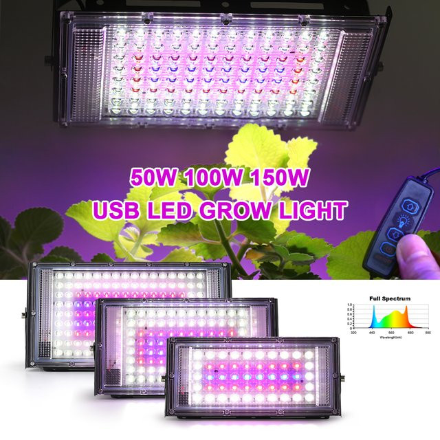 LED-Wachstumslicht in Schwarz mit Vollspektrum-Pflanzenlicht, USB-Anschluss, einstellbarer Helligkeit und IP65-Schutz für Hydrokultur und Pflanzen - Bild 1