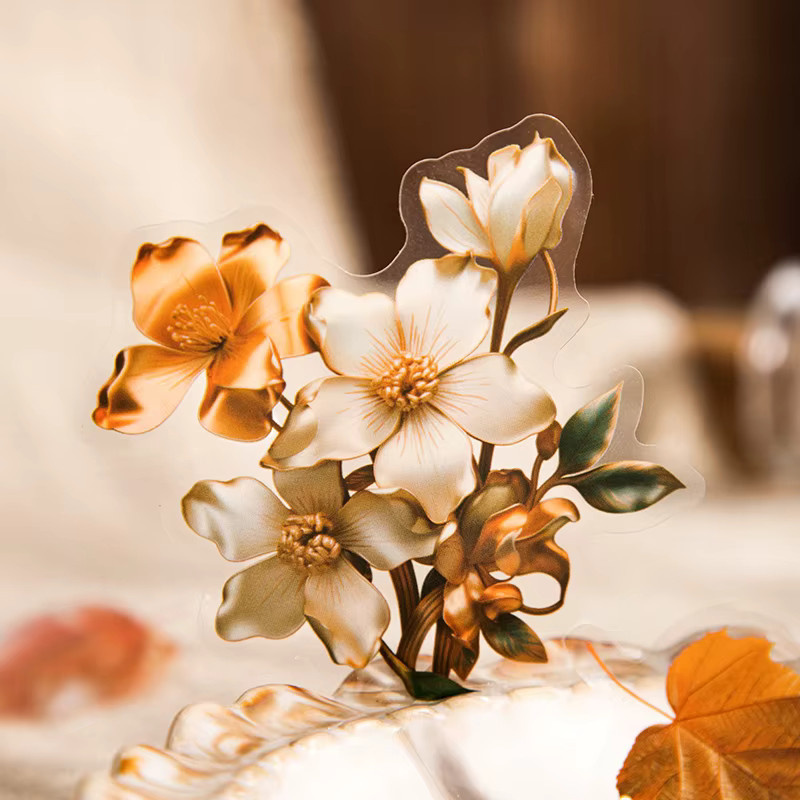 JIANQI 15 Stück transparente Aufkleber mit getrockneten Blumen und Blättern aus PET für DIY-Projekte und Scrapbooking, Multicolour - Bild 2