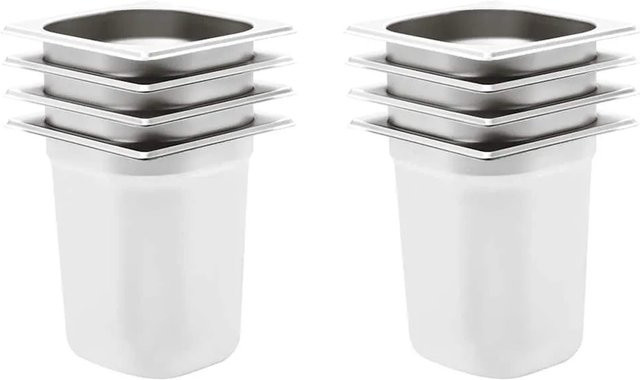 vidaXL Gastronormbehälter Set aus Edelstahl, 8 Stück, Farbe: Silber, GN 1/6 - Bild 1