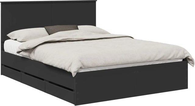 vidaXL Bettrahmen mit Schubladen in Schwarz, modernes Design aus Holzwerkstoff, B/T/H: 150 x 200 cm - Bild 1