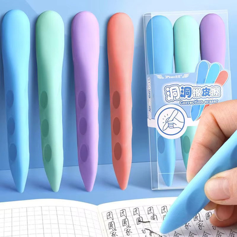 3-teiliges kreatives Lochradiergummi-Set in Multicolour für die Schule und den Bürobedarf - Bild 2