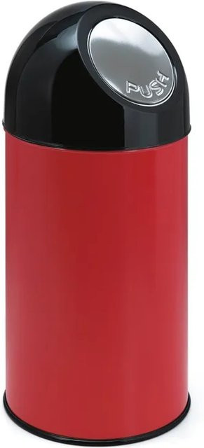 PROREGAL Klassischer Abfallbehälter mit Pushdeckel und Inneneimer, Rot, H x B x T: 67 x 31 x 31 cm - Bild 1