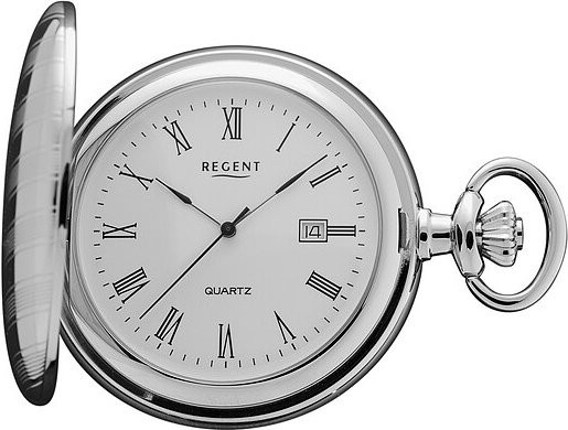 Regent Taschenuhr, Quarz, Edelstahl, Silber, 48 mm, Unisex - Bild 1