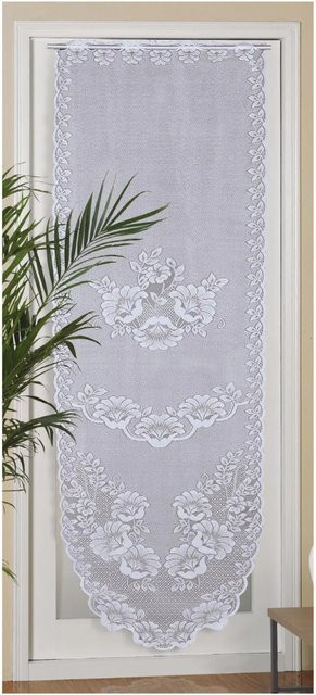 Bestlivings Türpaneau Mona Blumen mit Stickerei und Vitragestange, Weiß, Höhe: 180 cm, Breite: 60 cm - Bild 1