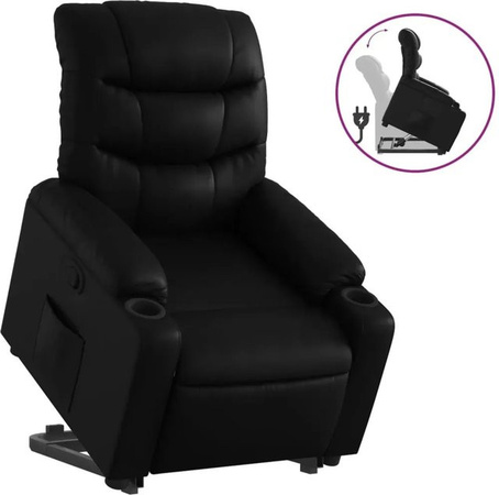 vidaXL Relaxsessel mit Aufstehhilfe in Schwarz aus Kunstleder für Senioren