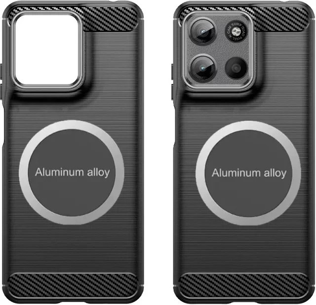 Motorola Schutzhülle mit Carbonfaser-Metall-Magnet-Autohalterung und Silikonhülle in Schwarz für verschiedene Modelle wie Moto G77 G67 G57 G17 Power G86 G56 G66J G66Y G06 - Bild 1