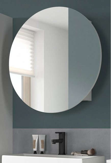 Inn.Furn Badezimmer Spiegelschrank Rund in Weiß mit Soft-Close Relief-Design, Durchmesser: 70 cm - Bild 3