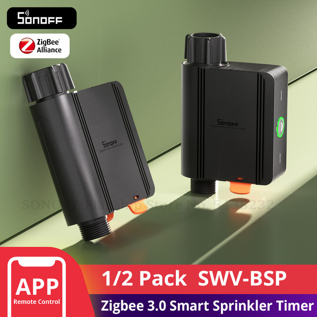 SONOFF SWV BSP Zigbee Smart Wasser Ventil IP55 Sprinkler Controller für Hausautomatisierung in Schwarz - Bild 1