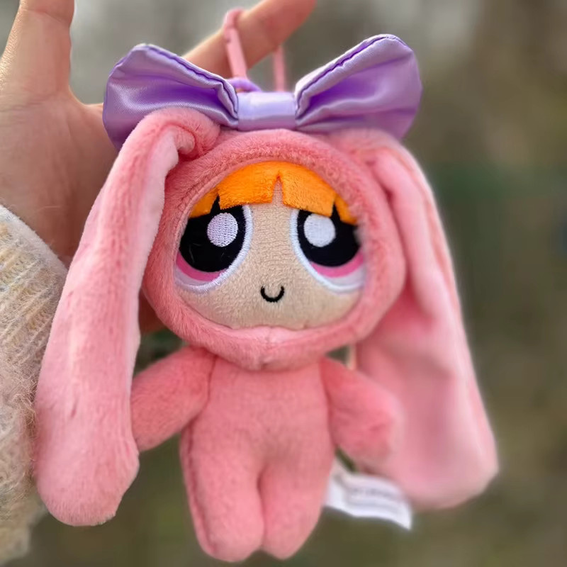 HUGKIS Powerpuff Girls Hase Kaninchen Plüsch Spielzeug Anhänger, 12 cm - Bild 2