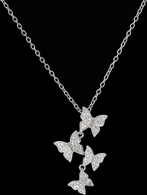 Halskette 925 Silber, Schmetterling, Kristall, Damen - Bild 1