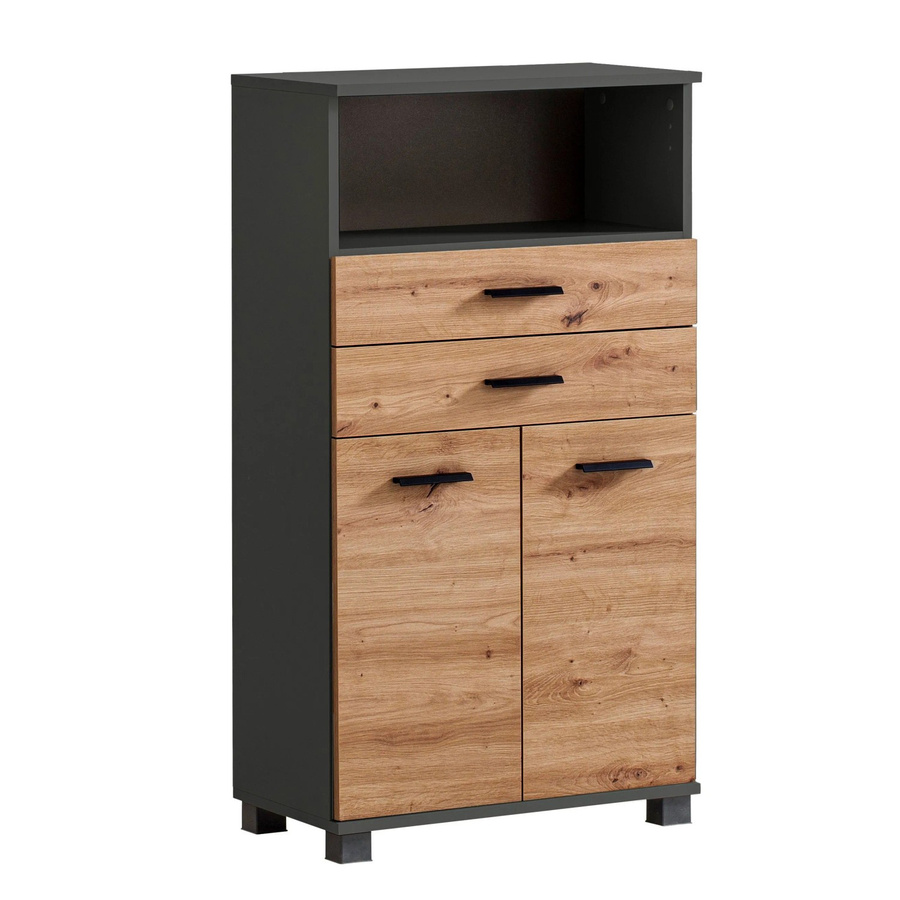 Schildmeyer Highboard Palermo in Anthrazit mit Türen und Schubladen, B/H/T: 59,8 x 110,5 x 32,6 cm - Bild 2