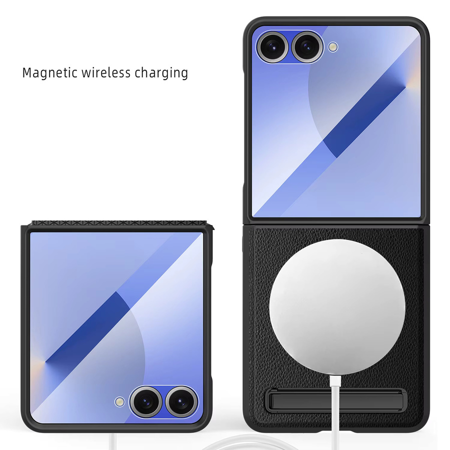 Busine Sle Magnetische Lederhülle mit Scharnierschutz und Glasfolie für Samsung Galaxy Z Flip7, Z Flip6 und Z Flip5 in Pink - Bild 5