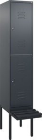 C+P Doppelstock-Spind Classic PLUS Sitzbank mit 1 Abteil, Farbe Anthrazit/Schwarz, B/T/H: 212,0 x 40,0 x 81,5 cm - Bild 1