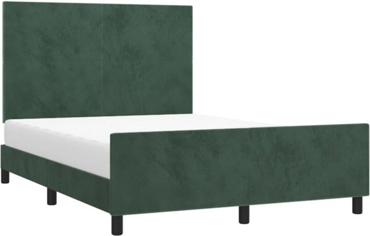 Vidaxl Polsterbett aus Samt und Holzwerkstoff in Grün B/T/H: 140 x 190 cm - Bild 1