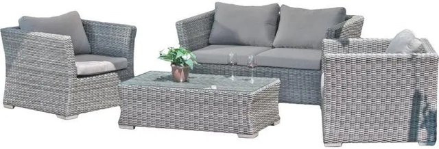 DELUKE Gartenloungeset ULRIK 4-tlg. aus Kunststoffgeflecht HDPE und Aluminium in Grau - Bild 1