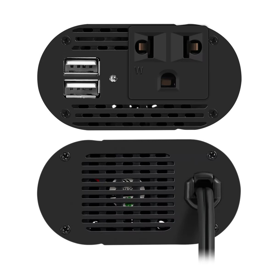 Tragbarer Auto-Wechselrichter Konverter DC 12V zu AC 220V 50Hz mit 200W Leistung und zwei USB-Anschlüssen in Blau - Bild 3