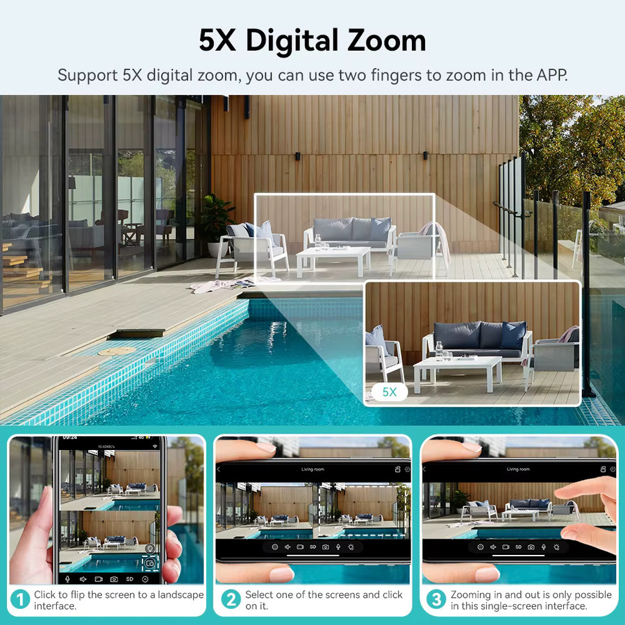 HAMROL 8MP 4K Dual-Objektiv PTZ WLAN IP-Kamera mit zwei Bildschirmen und Auto-Tracking in Schwarz - Bild 3
