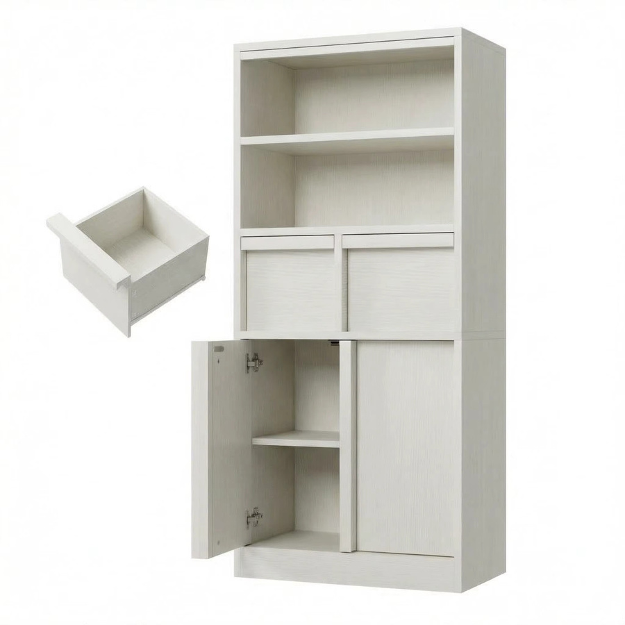 HiMISS Freistehender Buffetschrank in Weiß, Moderner Aufbewahrungsschrank mit Schubladen, Türen und verstellbaren Regalen für das Esszimmer - Bild 1