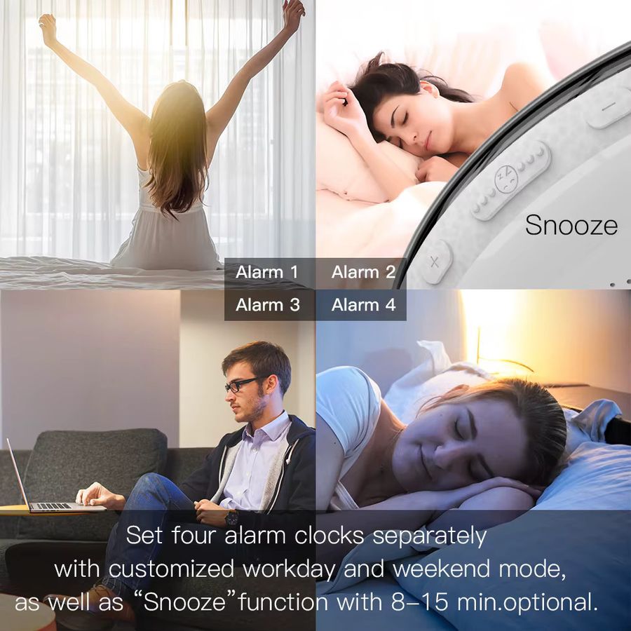 MOES WiFi Smart Light Wecker mit Sunrise und Sunset Simulation, 7 Farben, Tuya App-Steuerung, kompatibel mit Alexa und Google Home, Multicolor - Bild 4