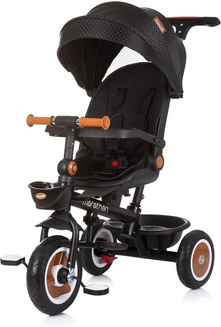 Chipolino Tricycle Marathon 2 in 1 Dreirad mit Schiebegriff, umkehrbarem Sitz und Gummirädern, Farbe Schwarz - Bild 1