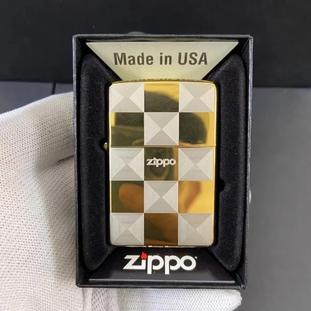 Zippo Feuerzeug Golden White Checkered Style Windproof Collection in Gold und Weiß - Bild 1