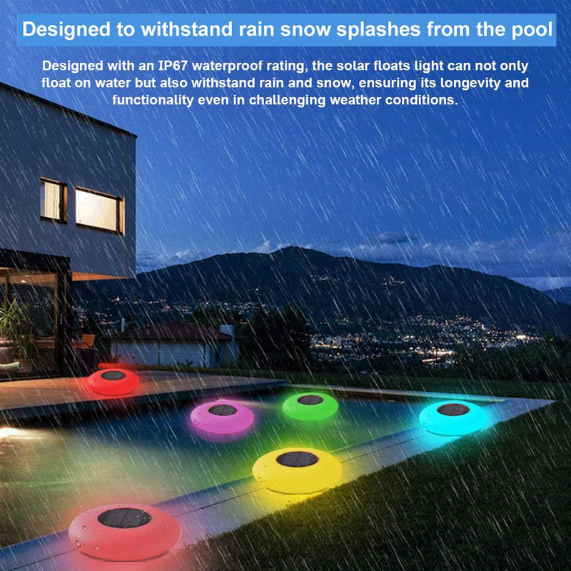 TOMTOP JMS Solar LED Schwimmlicht Set mit 16 Farben, IP67 Wasserdicht, Weiß, 4 Stück - Bild 9