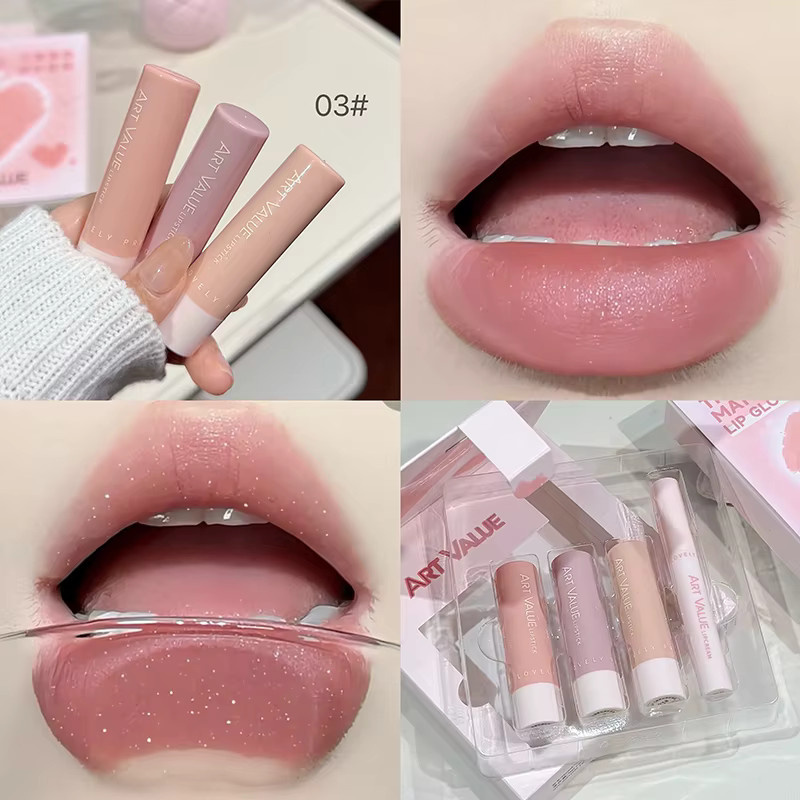 ART VALUE Lippen-Make-up-Set, 3 Farben Matt, Lipgloss und Lippenöl, Unisex - Bild 2