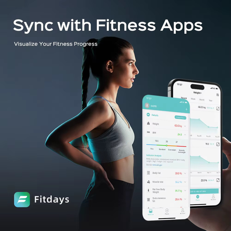 Icomon Intelligente WiFi-Körperfettwaage in Schwarz mit digitaler Zusammensetzungsanalyse für dein Fitness-Tracking - Bild 6