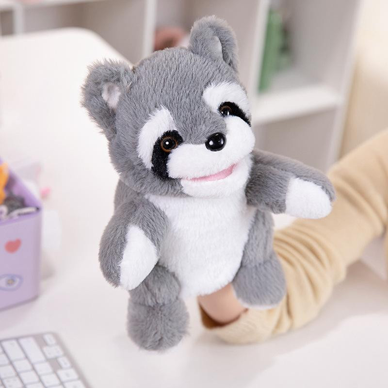 Graue Waschbär Cartoon Handpuppe Plüschtier, 30cm, ab 0 Jahren - Bild 2