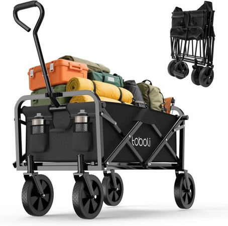 Toboli Faltbarer Offroad Bollerwagen in Schwarz