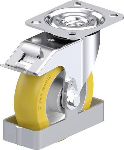 Blickle L-ALTH 125K-FI-CO-FS Stahlblech-Lenkrolle in Silber und Gelb mit 125 mm Rad-Durchmesser und 250 kg Tragfähigkeit - Bild 1