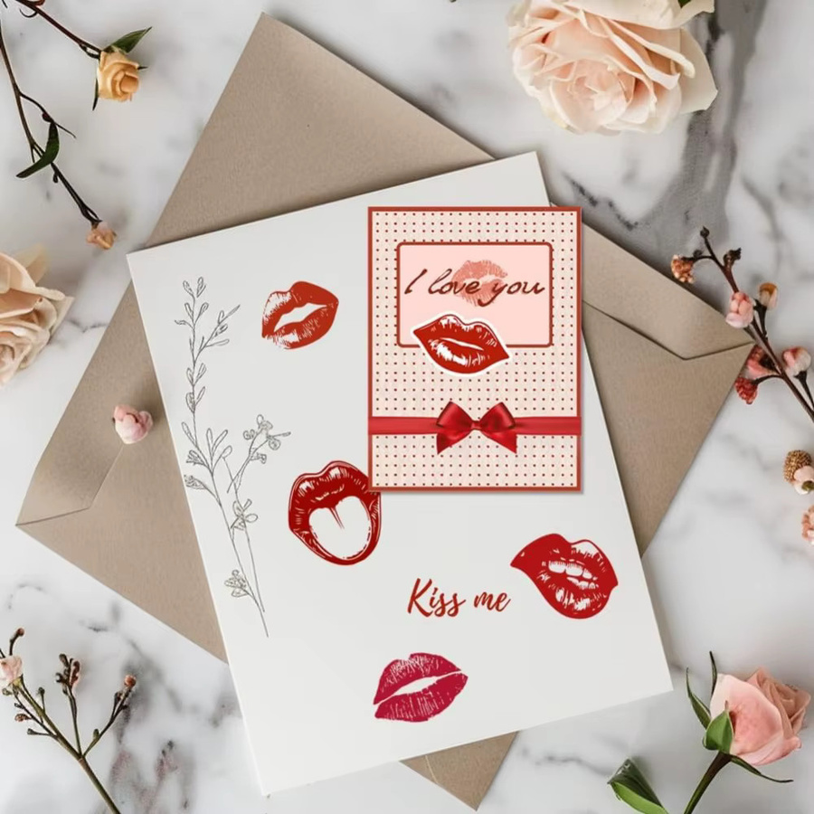 Transparenter Silikonstempel mit realistischem Lippen-Motiv für DIY Scrapbooking und Journaling - Bild 4