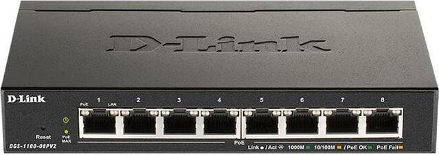D-Link DGS-1100-08PV2 Smart Managed Gigabit Switch mit 8 PoE Ports in Schwarz - Bild 1