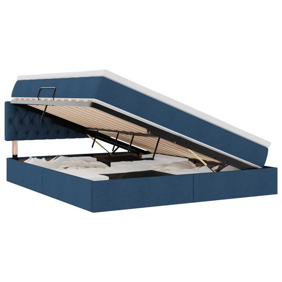 vidaXL Bett mit Stauraum und LED in Blau mit Matratze und USB-Ladeport, B/T/H: 180 x 200 x 204 cm - Bild 2