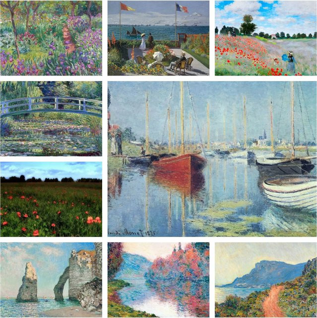 Potdemiel Diamantgemälde Claude Monet Landschaft mit Blumen in Mehrfarbig, Wandbild für Schlafzimmer und Büro, B/H: 30,0 x 20,0 cm - Bild 1