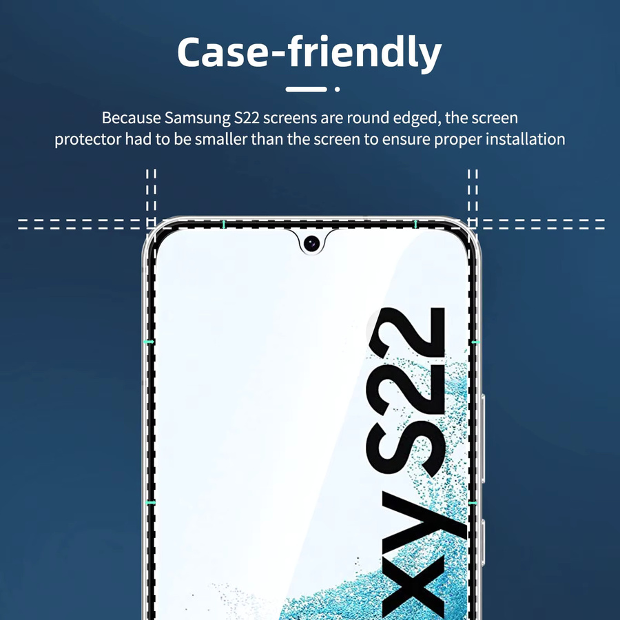 Samsung Displayschutzfolie aus gehärtetem Glas für Galaxy S22, transparent, HD-Kristall, 9H Härtegrad, 0,22 mm Höhe - Bild 3