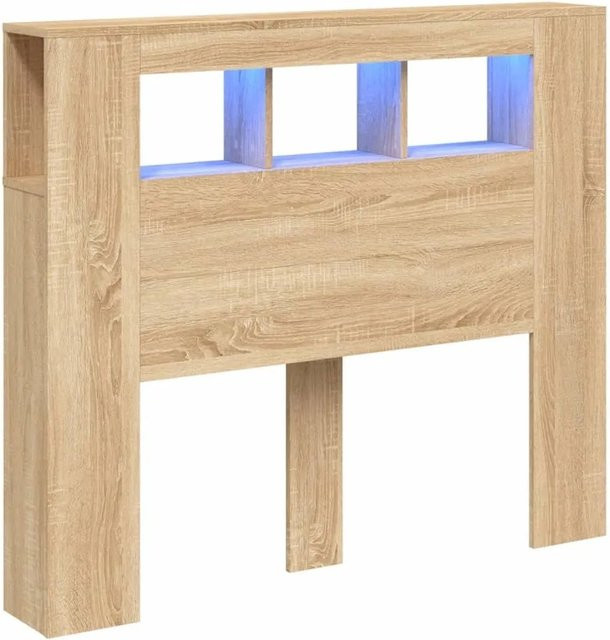 vidaXL LED-Kopfteil Sonoma Eiche mit USB-Ladeport und integrierter Beleuchtung, B/T/H: 120 x 18,5 x 103,5 cm - Bild 1