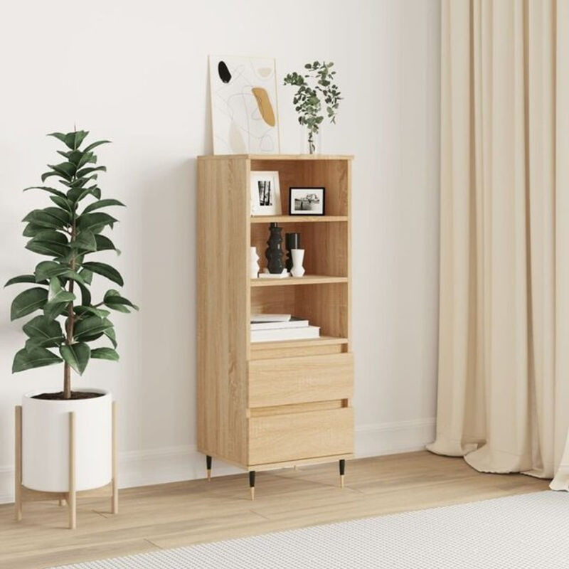 Vidaxl Highboard in Sonoma-Eiche Natur und Braun aus Holzwerkstoff und Metall im skandinavischen Industrial-Stil, B/T/H: 40 x 36 x 110 cm - Bild 1