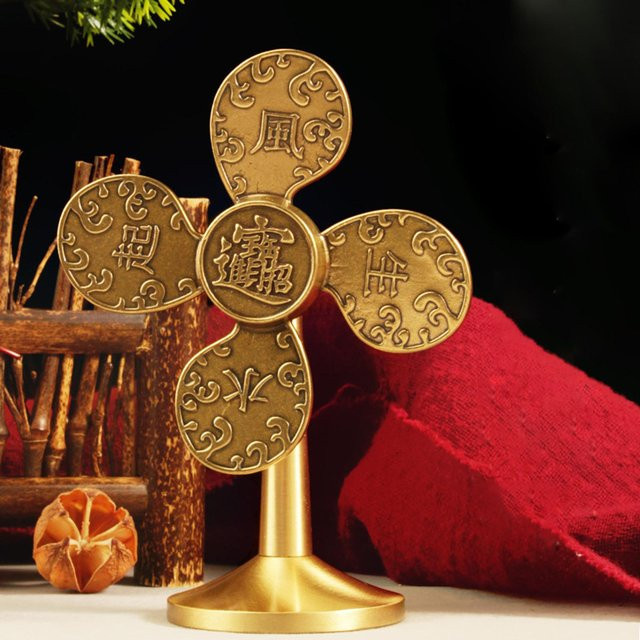 Kesoto Feng Shui Windmühle Statue aus Harz in Gold für Wohnzimmer und Schrank - Bild 1