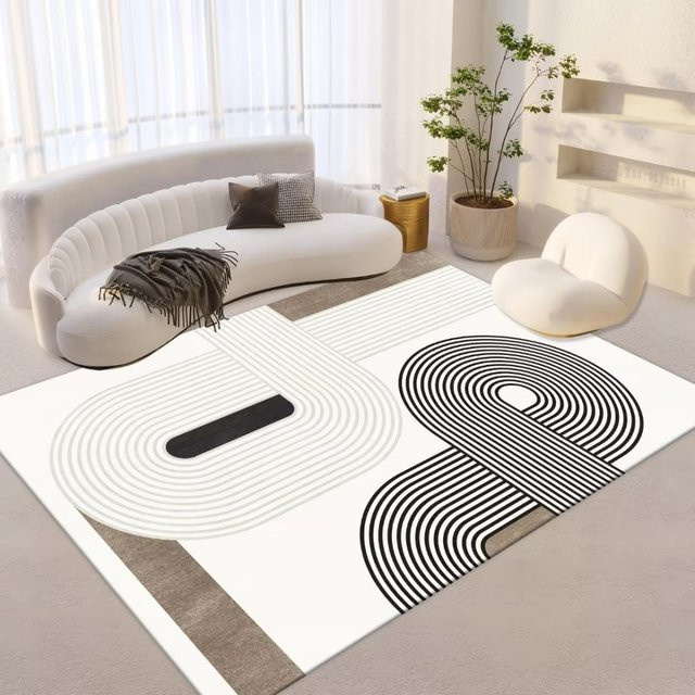 VIKAMA Geometrischer Teppich im skandinavischen Stil, Weiß, B/T: 180 x 120 cm - Bild 1